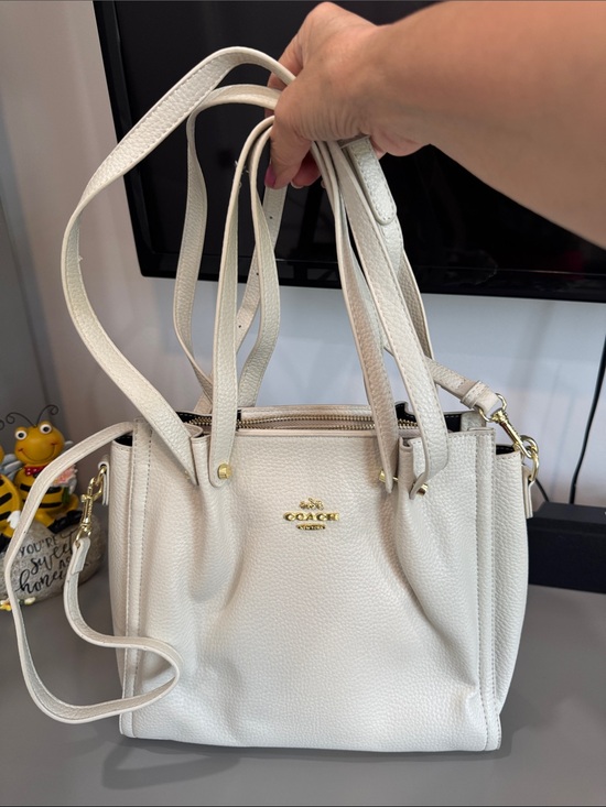 No brand Handbags - Coach Light Ivory Leather Shoulder Tote Bag Gold Hardware Detachable Strap